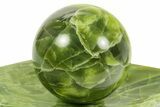 Polished Noble Serpentine Sphere with Base - Washington #367360-3